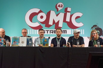 Konferencja prasowa na festiwalu Comic Barcelona. 