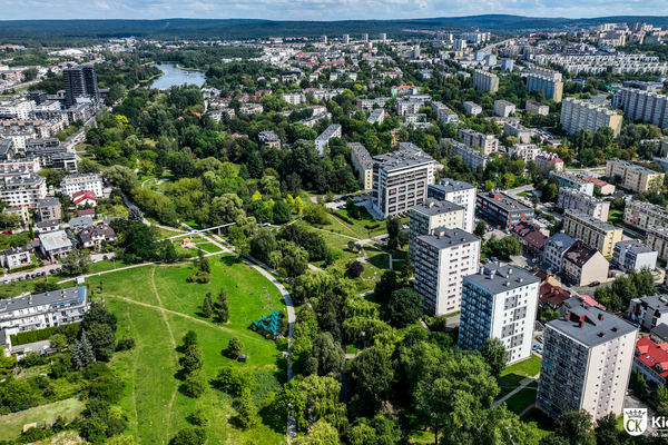 Kielce z lotu ptaka, okolice Parku Dolina Silnicy